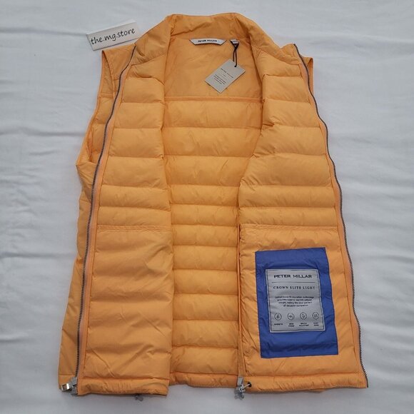 Peter Millar Golf Crown Elite Light Golden Ray Orange Puffer Vest Sz L MSRP $200 - Picture 4 of 7